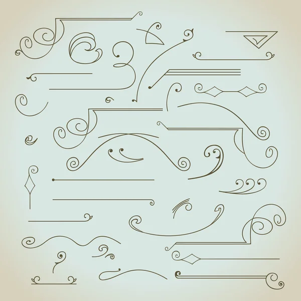 手绘复古书法设计元素设置矢量 — 图库矢量图片