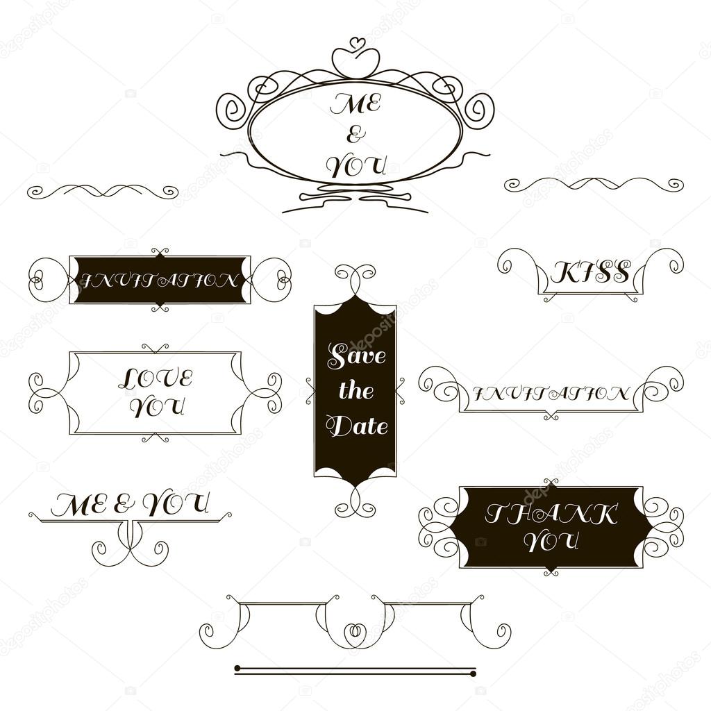 Hand-drawn vintage calligraphic design elements set vector