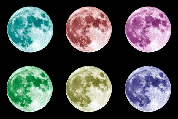 Kolorowy księżyc w pełni na kompilacji czarny — Zdjęcie stockowe