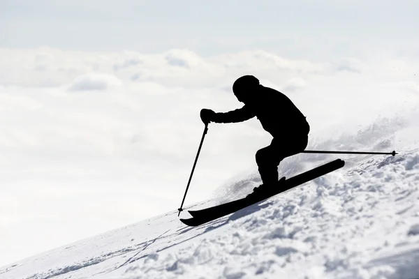 Akrobatický lyžař silueta — Stock fotografie