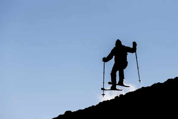 Freestyle lyžování silueta — Stock fotografie