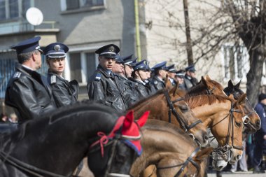 Horse police at parade clipart