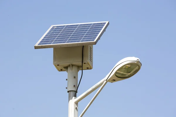 Street lamp with a solar panel — Stock Photo, Image