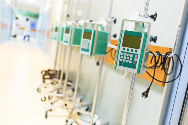 Infusion pumps in a hospital corridor — Stock Photo, Image