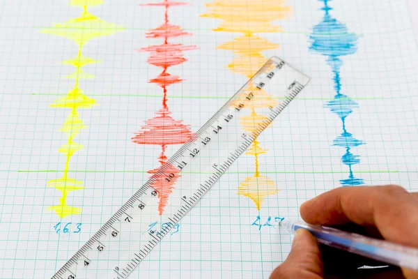 Seismologisches Geräteblatt - Seismometer, Lineal — Stockfoto