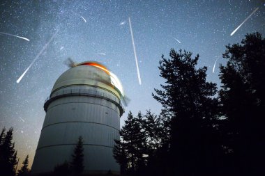 Astronomical Observatory under the night sky stars clipart
