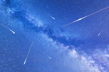 Perseid Meteor Shower in 2016. Falling stars. Milky Way clipart