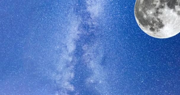 Melkweg en de volle maan 4k timelapse — Stockvideo