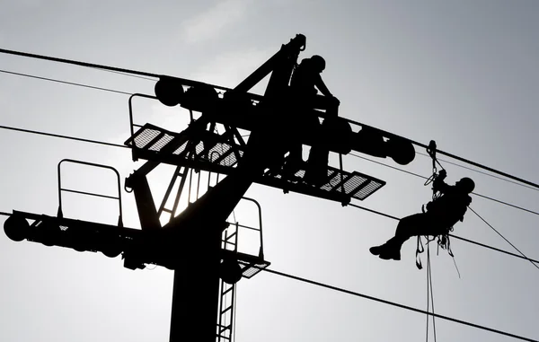 Cabina ascensore colonna silhouette — Foto Stock