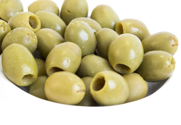 Piatto di olive verdi — Foto Stock