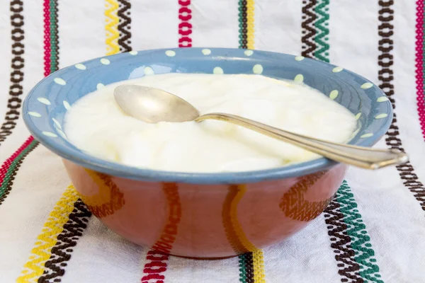 Cucchiaio di yogurt fatto in casa — Foto Stock