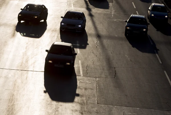 Tráfico atasco coches calle silueta — Foto de Stock