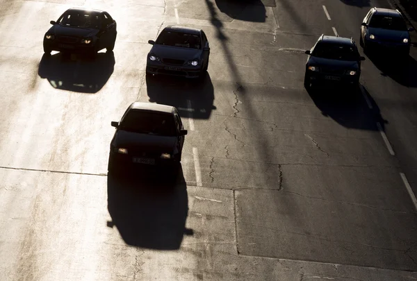 Auto ingorgo stradale silhouette — Foto Stock