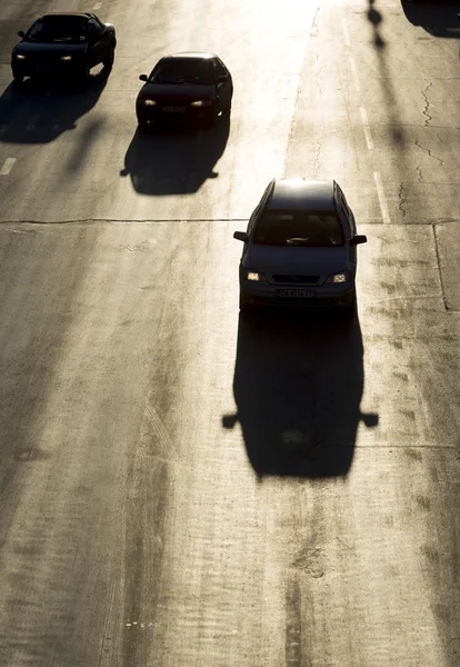 Auto ingorgo stradale silhouette — Foto Stock