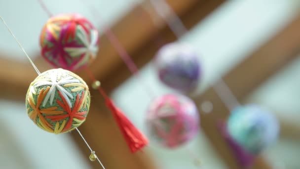 Colorful Temari balls — Stock Video