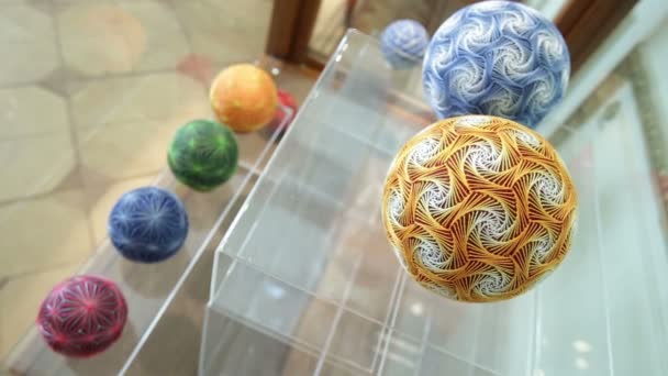 Colorful Temari balls — Stock Video