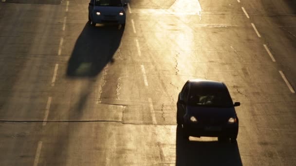 Traffic jam cars street silhouette — Stock Video