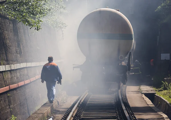 Incidente con un treno cisterna — Foto Stock