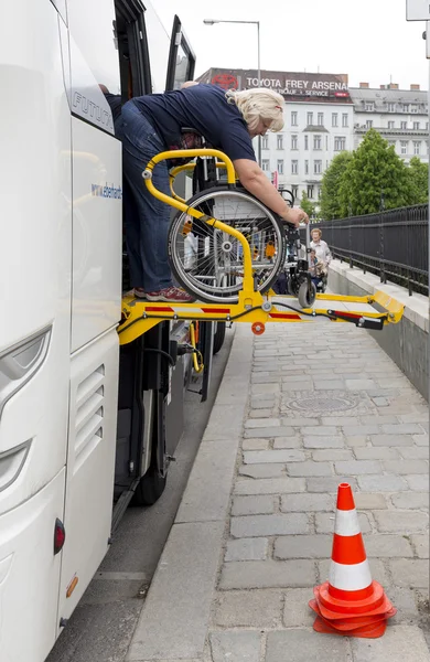 Physically disabled bus accessibility platform — Stock Photo, Image