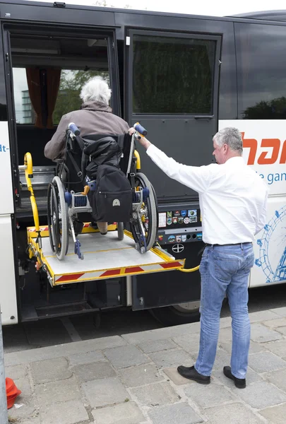 Physically disabled bus accessibility platform — Stock Photo, Image