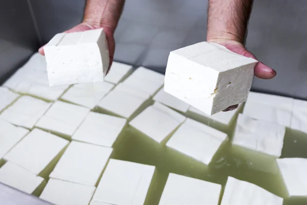 Feta-Käse-Produktion Würfel — Stockfoto