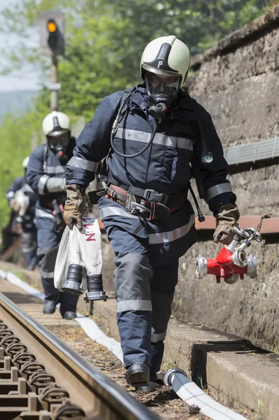 소방 관 열차 충돌 사고 — 스톡 사진