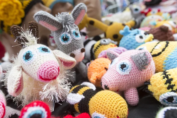 Hand knitted colorful toys — Stock Photo, Image
