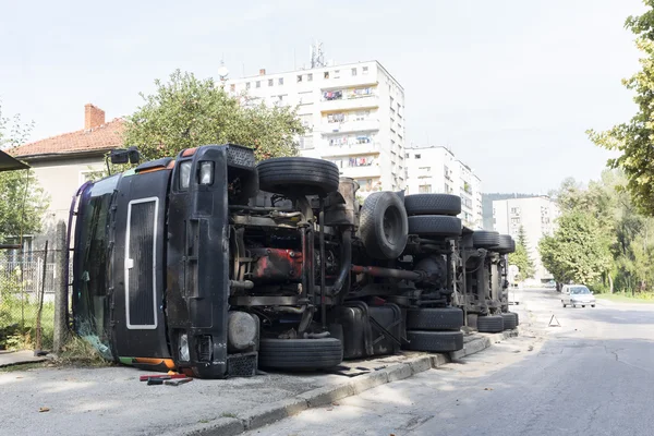 Crashed truck at the street — Zdjęcie stockowe