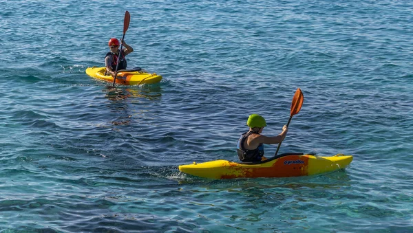 Ayia Napa Cyprus September 2019 Kayaking Shores Mediterranean Sea — Stock Photo, Image