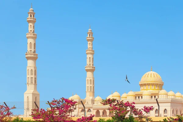 Panoramic View Pier Hurghada Minarets Mina Mosque Sand Towers Domes — Stock Photo, Image