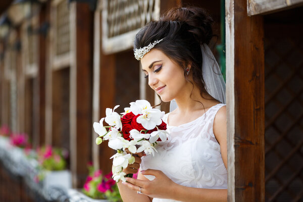 Beautiful bride with bouquet