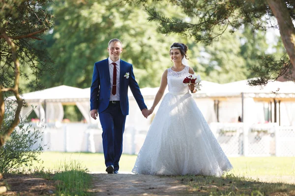 Wedding couple in the garden — Stock Photo, Image