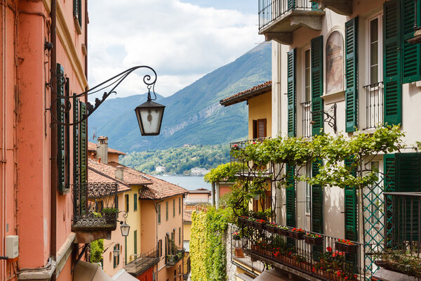 Lantern on a house, one of the most visible landmark of Bellagio, Italy