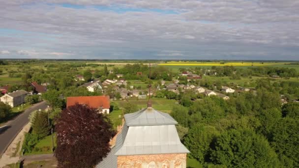 Gross Legitten Evangelisk Lutherska Kyrkan Nekrasovo Byn Kaliningrad Regionen Drönare — Stockvideo