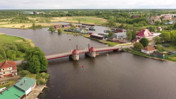 Letecký Pohled Starý Most Městě Polessk Kaliningradská Oblast — Stock video