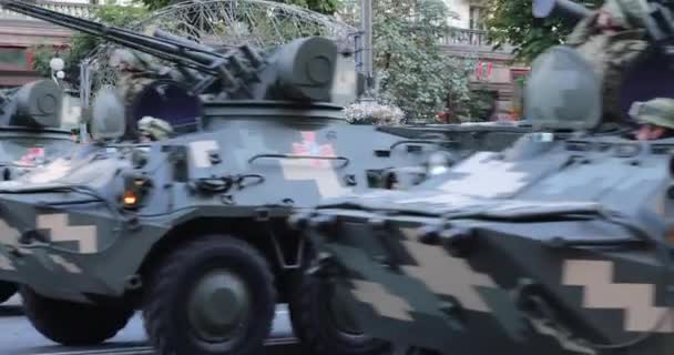 Kiev Oekraïne Augustus 2021 Repetitie Van Militaire Parade Mars Van — Stockvideo