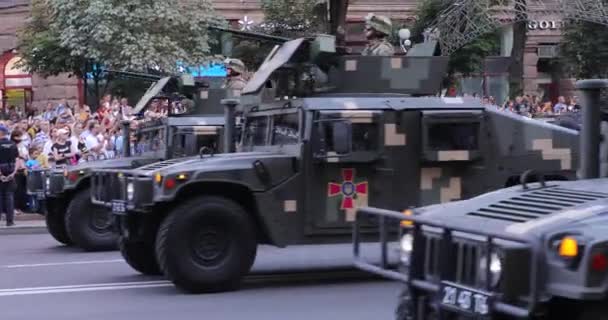 Kiev Oekraïne Augustus 2021 Repetitie Van Militaire Parade Mars Van — Stockvideo