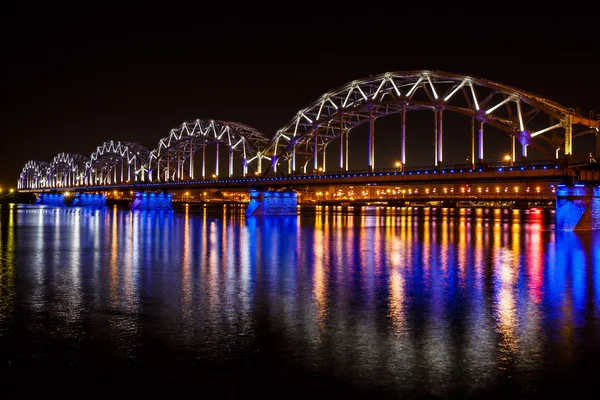 Railway bridge at night — Stock Photo, Image