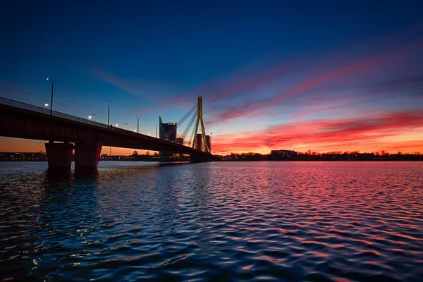Bridge in Riga at night — Stock Photo, Image