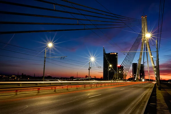 Bridge in Riga at night — Stock Photo, Image