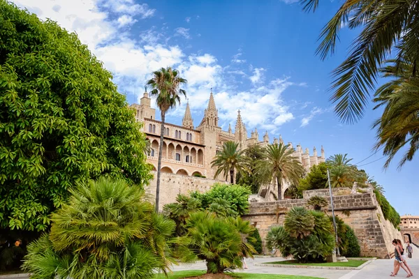 La seu katedry i Almudaina w Palma de Mallorca — Zdjęcie stockowe