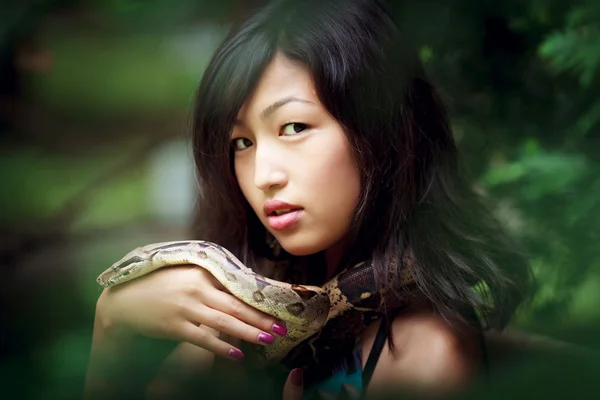 Woman with snake — Stock Photo, Image