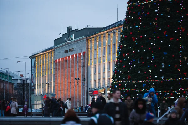 Show in the city square during the celebration of the new year — Stock Photo, Image