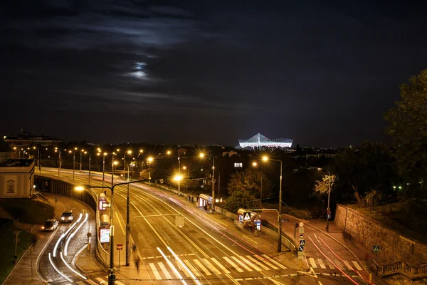 Národní stadion ve Varšavě v noci — Stock fotografie