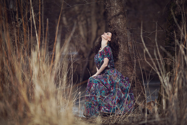 Portrait of a beautiful girl at spring time