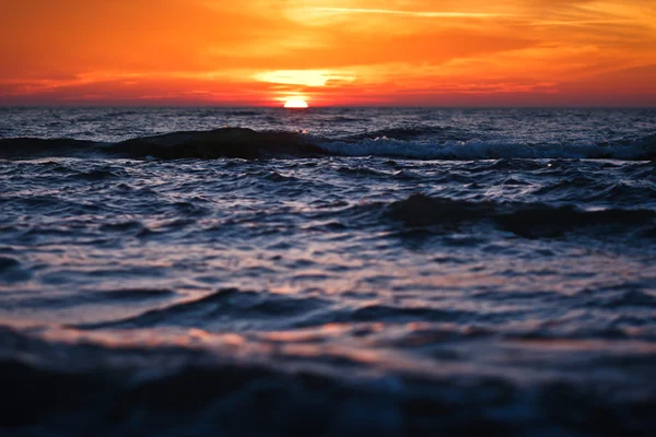 Zonsondergang en zee — Stockfoto