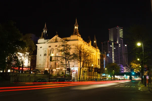 Tráfego noturno, Berlim — Fotografia de Stock