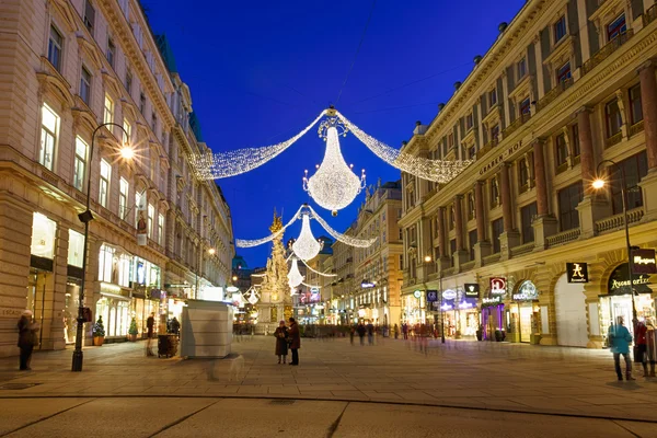 Vienna - famosa via Graben di notte — Foto Stock