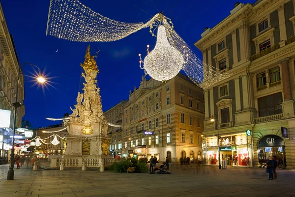 Wenen - beroemde Graben straat 's nachts — Stockfoto