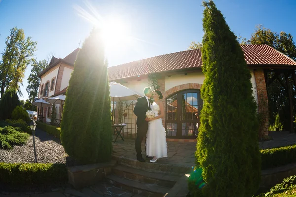 Šťastný ženich a nevěsta — Stock fotografie